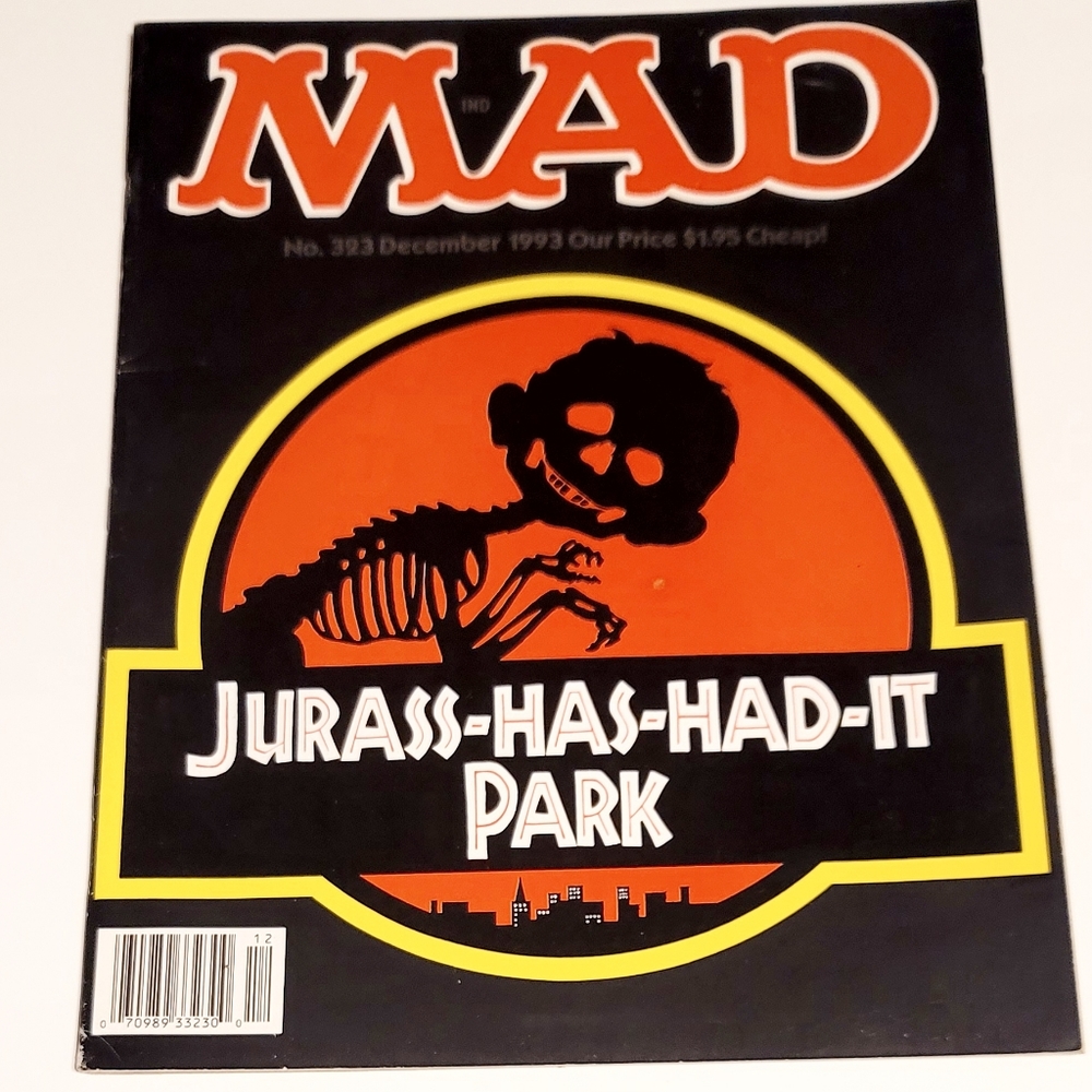 Mad Magazine No 323 Dec 1993 Vintage 90s Jurass-Has-Had-It Park